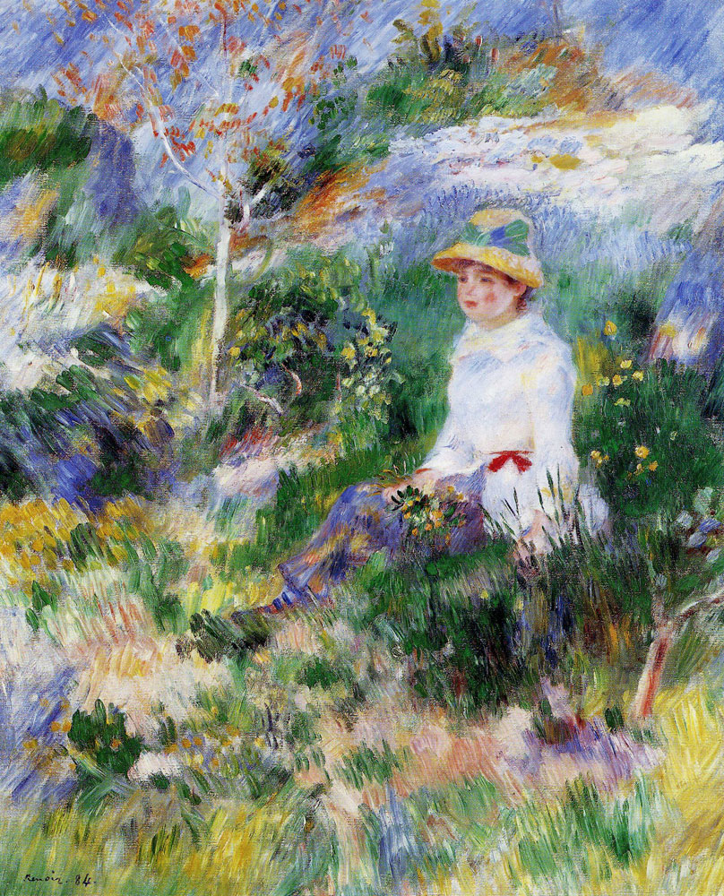 Pierre-Auguste Renoir - Summer, girl between flowers