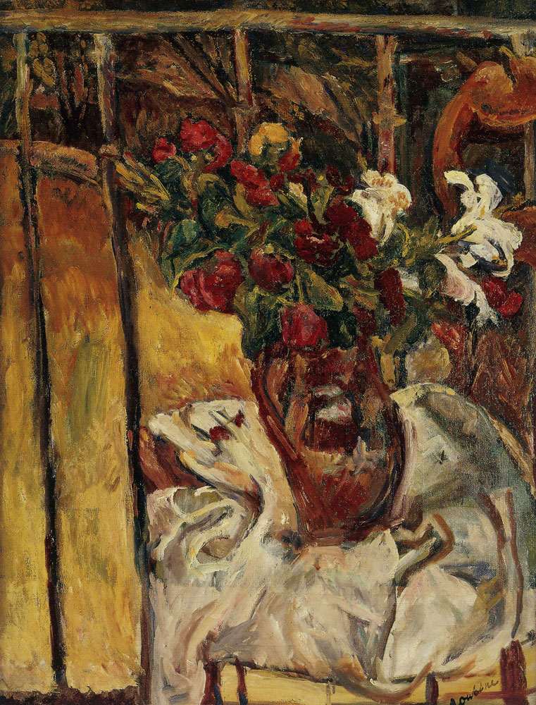 Chaim Soutine - Bouquet of Flowers on a Balcony