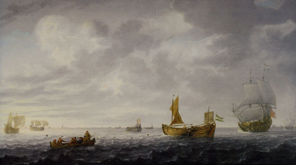 Simon de Vlieger - Dutch Fishing Boats Hauling in Their Nets