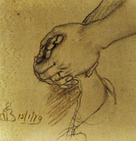 Ford Madox Brown Study for the clasped hands of Queen Ethelberga and her child