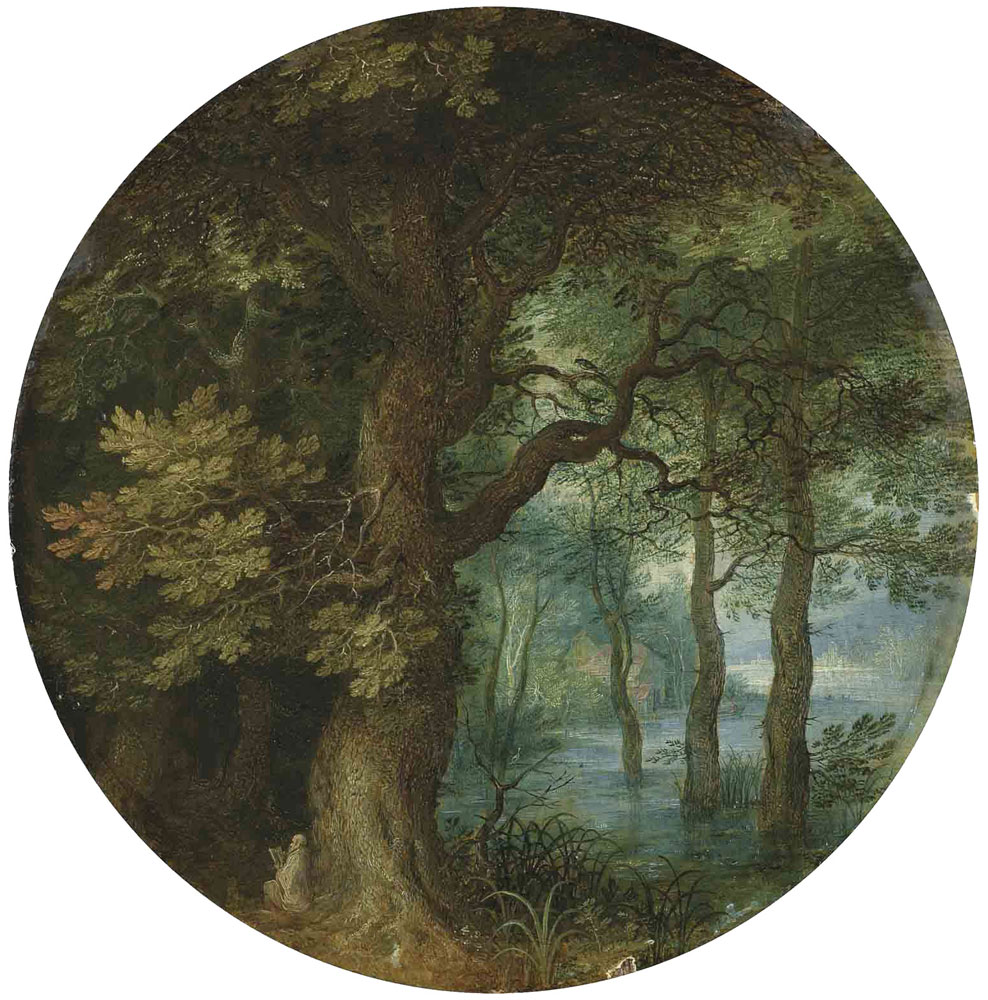 Jan Brueghel the Elder - A wooded landscape with a hermit monk