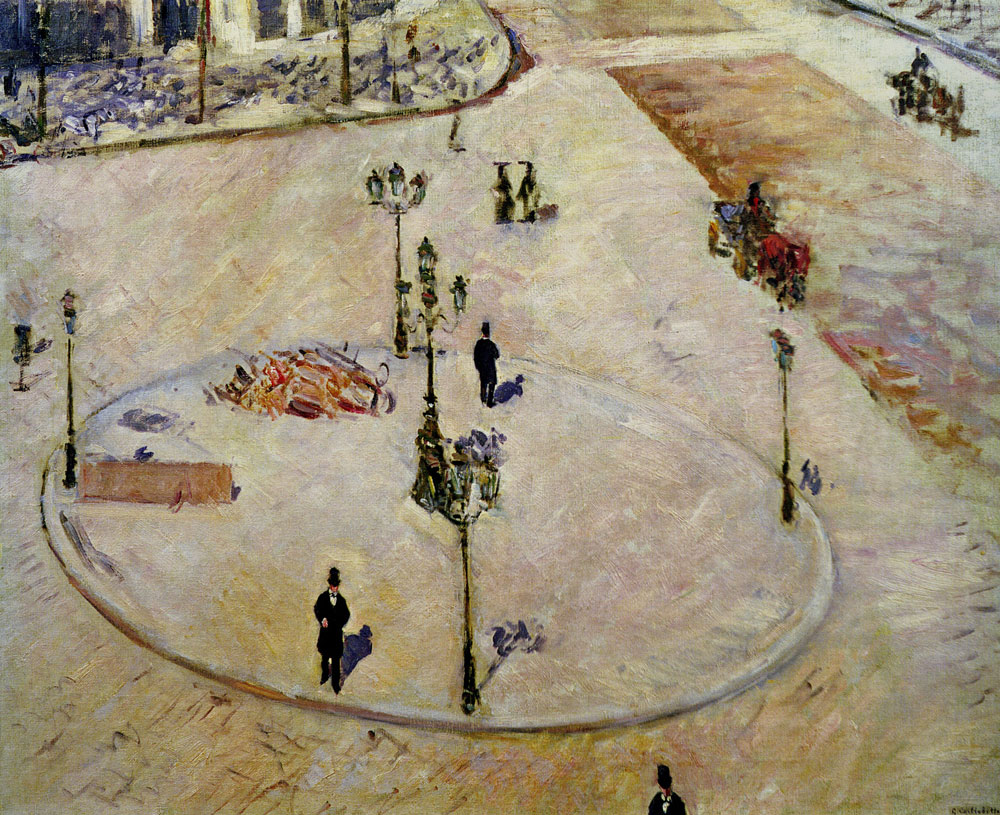Gustave Caillebotte - A Traffic Island, Boulevard Haussmann