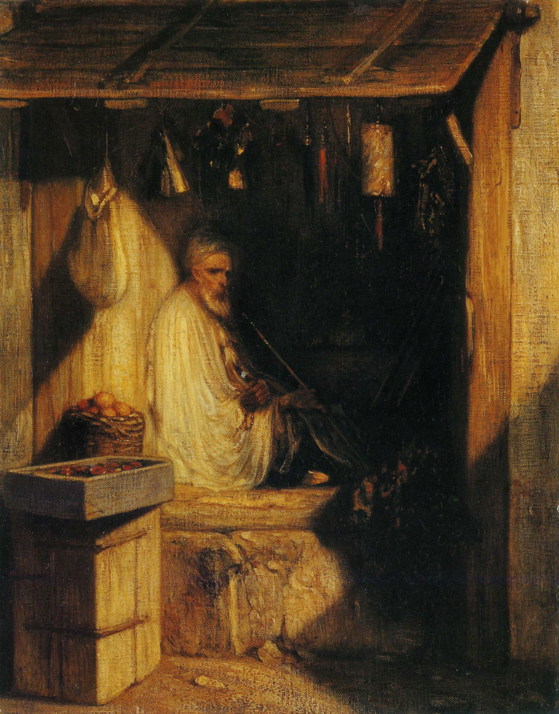 Alexandre-Gabriel Decamps - Turkish Merchant Smoking in His Shop