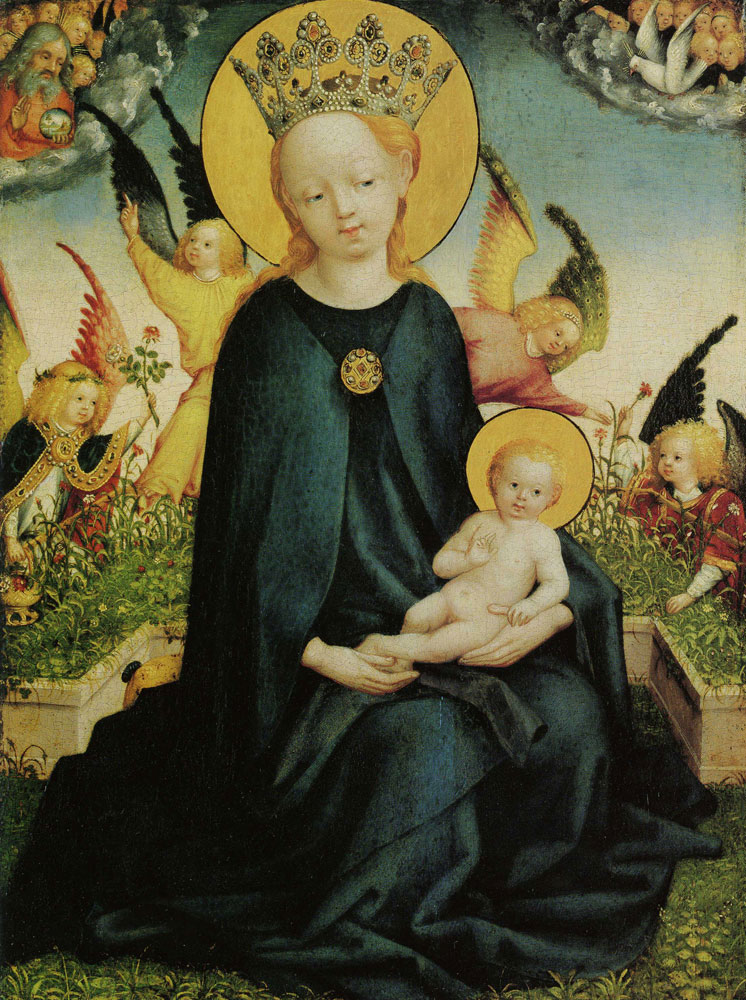 Stefan Lochner - The Virgin Mary and Child in Front of the Grass Bank