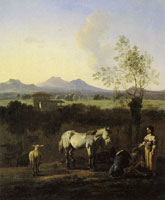 Karel Dujardin White Horse in an Italian Landscape