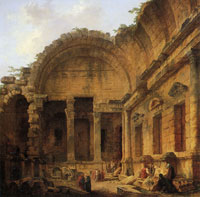 Hubert Robert Interior of the Temple of Diana at Nîmes