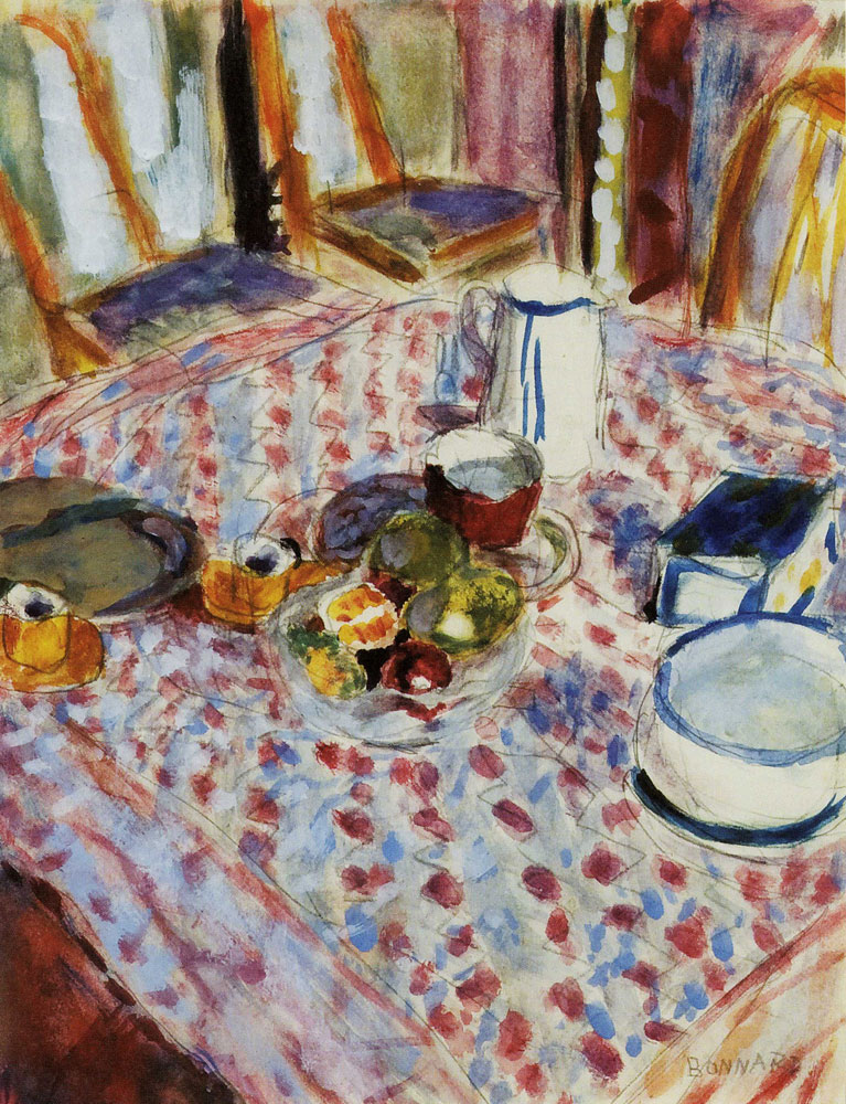 Pierre Bonnard - Still Life on a Red Checkered Tablecloth