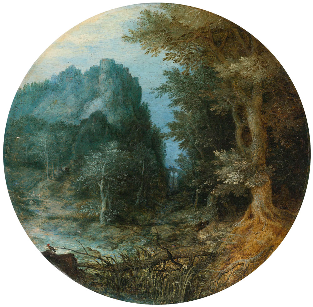 Jan Brueghel the Elder - Rocky Forest Landscape with Castle
