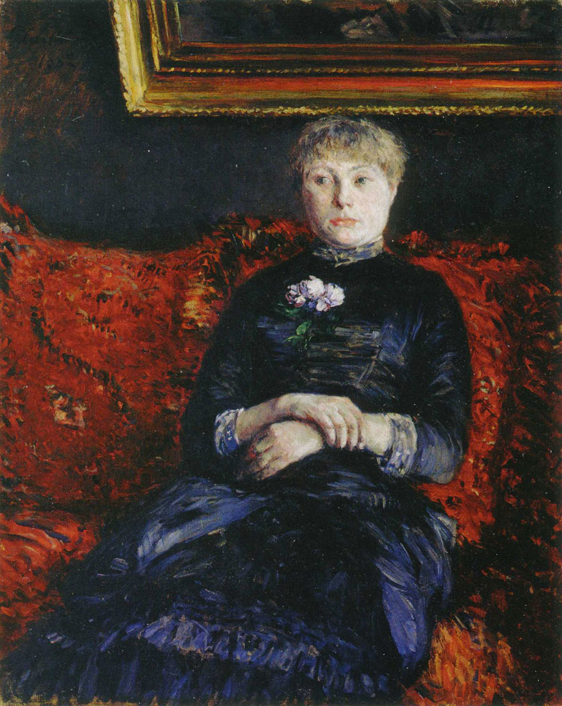 Gustave Caillebotte - Woman Seated on a Red-Flowered Sofa
