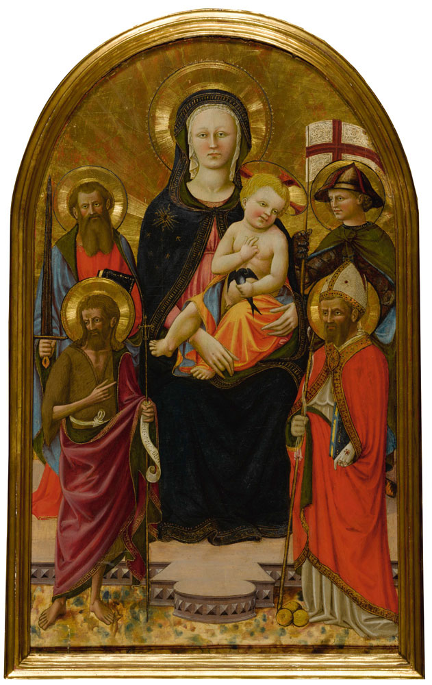 The Gualino Pesellinesque Master - The Madonna and Child Enthroned with Saints John the Baptist, Paul, Nicolas of Bari and George