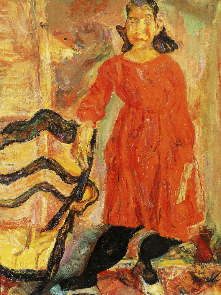 Chaim Soutine - Young Girl in Red Beside a Chair