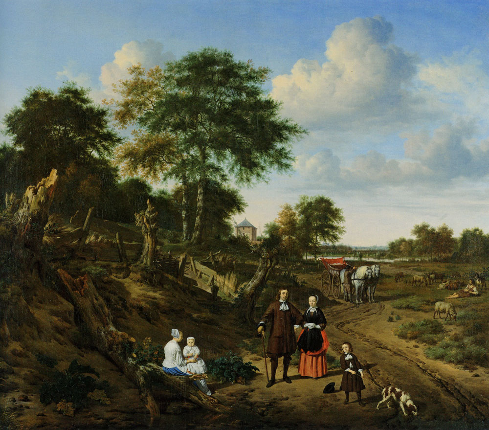 Adriaen van de Velde - Portrait of a Couple with Two Children and a Nursemaid in a Landscape