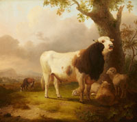 Pieter Gerardus van Os Landscape with Bull, Sheep and a Goat