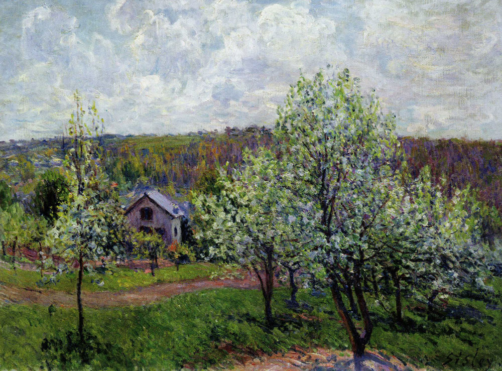 Alfred Sisley - Spring near Paris, Apple Trees in Blossom