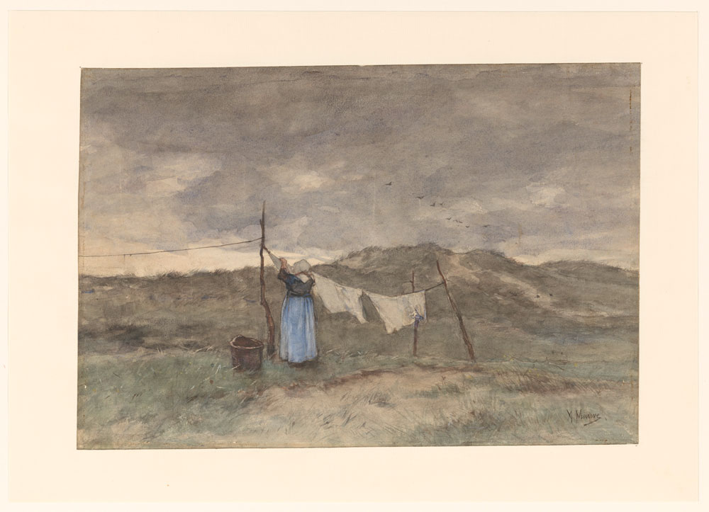 Anton Mauve - Woman at a Washline in the Dunes