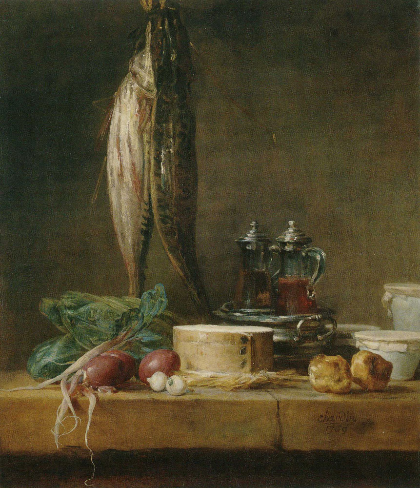 Jean-Siméon Chardin - Still Life with Fish, Vegetables, and Cruets