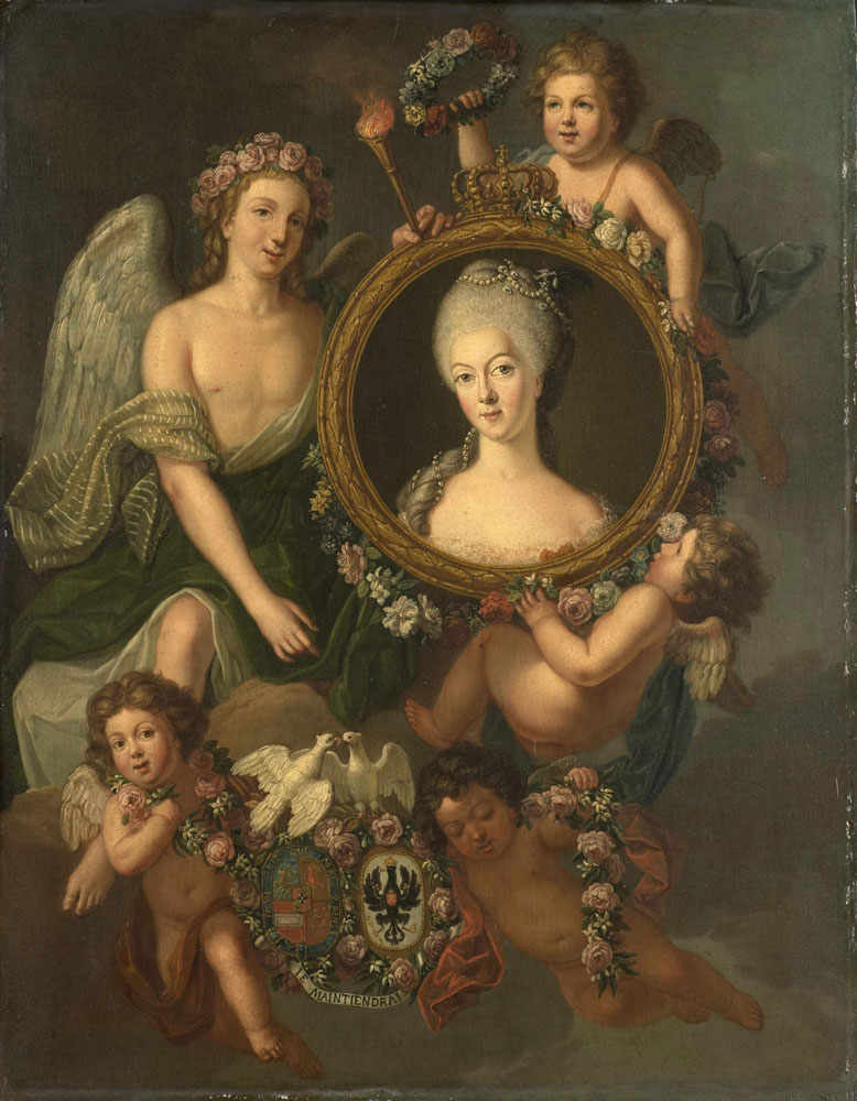 Friedrich Reclam - Portrait of Wilhelmina of Prussia in a medallion with allusions to her marriage to Prince William V on 4 October 1767 in Berlin (Frederika Sophia Wilhelmina)