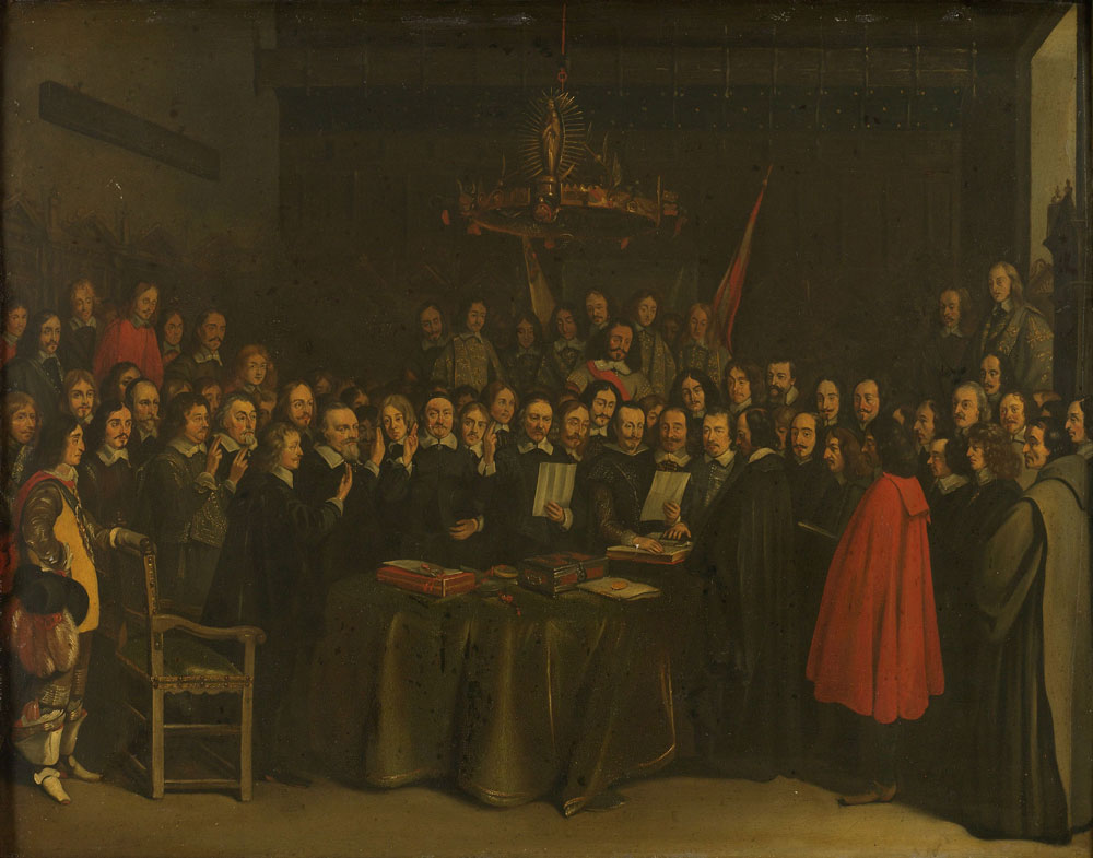 Copy after Gerard ter Borch - Ratification of the Peace of Münster between Spain and the Dutch Republic in the Town Hall of Münster, 15 May 1648