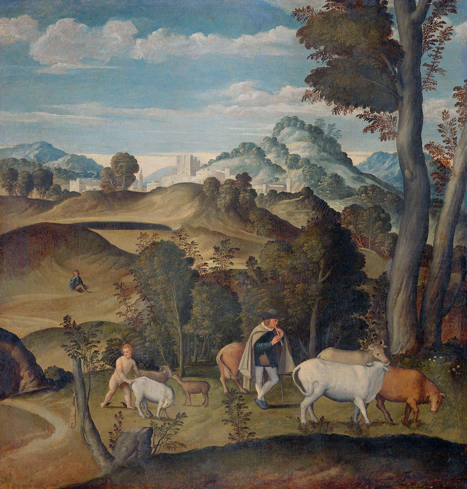Attributed to Girolamo da Santacroce - The Young Mercury Stealing Cattle from the Herd of Apollo