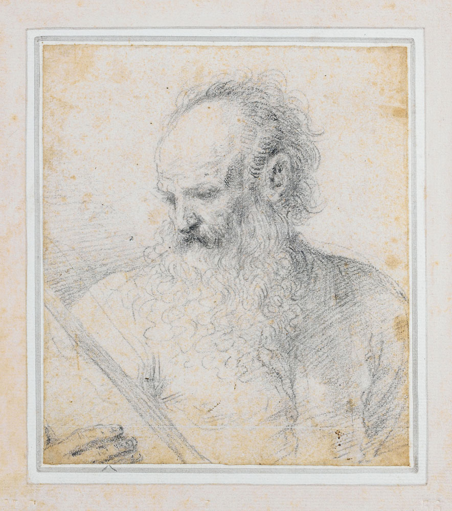 Guercino - Study of Saint Matthew turned to his right, reading a book
