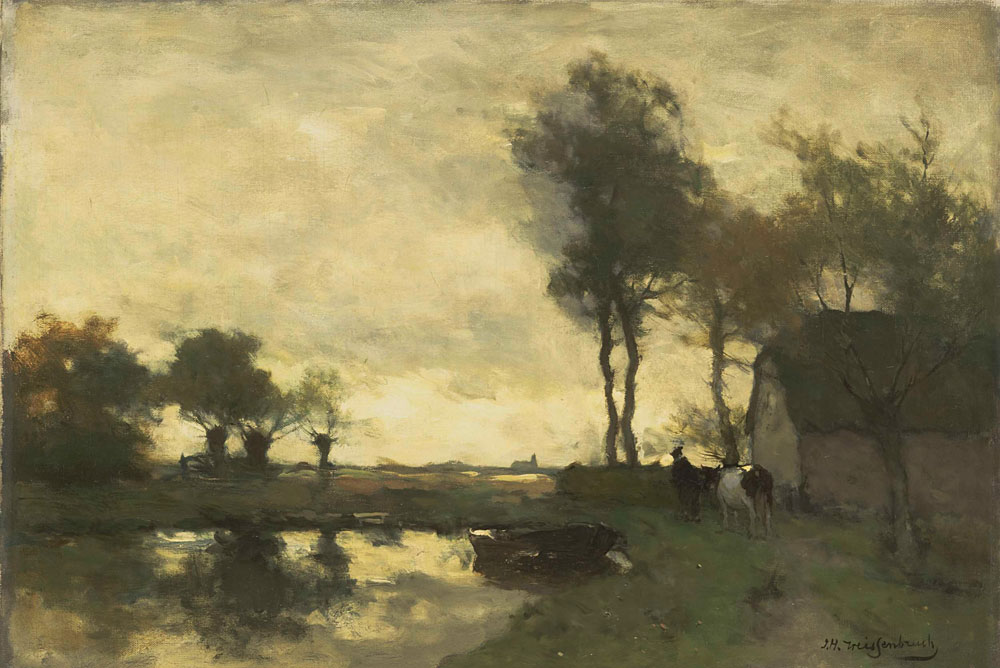 Jan Hendrik Weissenbruch - Landscape with Farm near a Pond