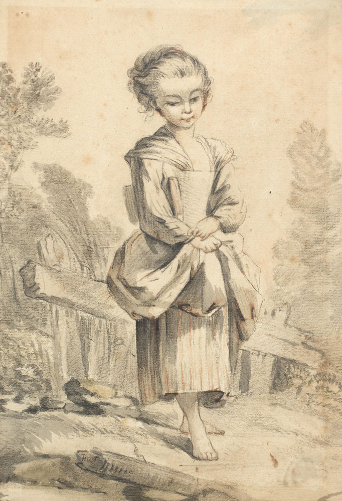 Jean Baptiste Huet - A girl in a landscape