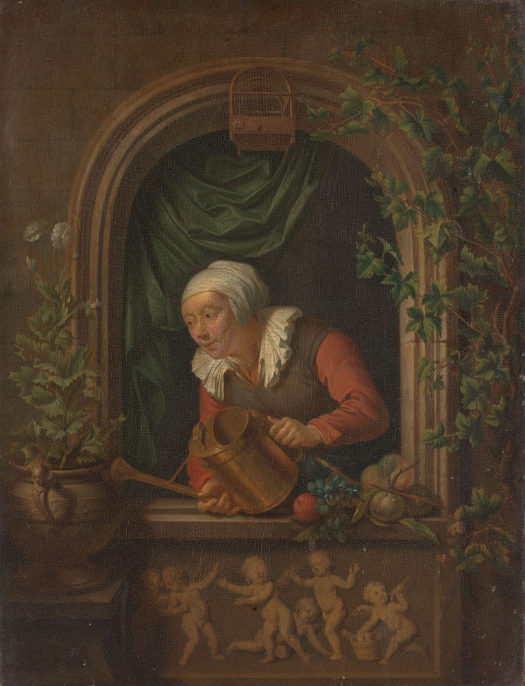 Louis de Moni - Woman Watering a Plant