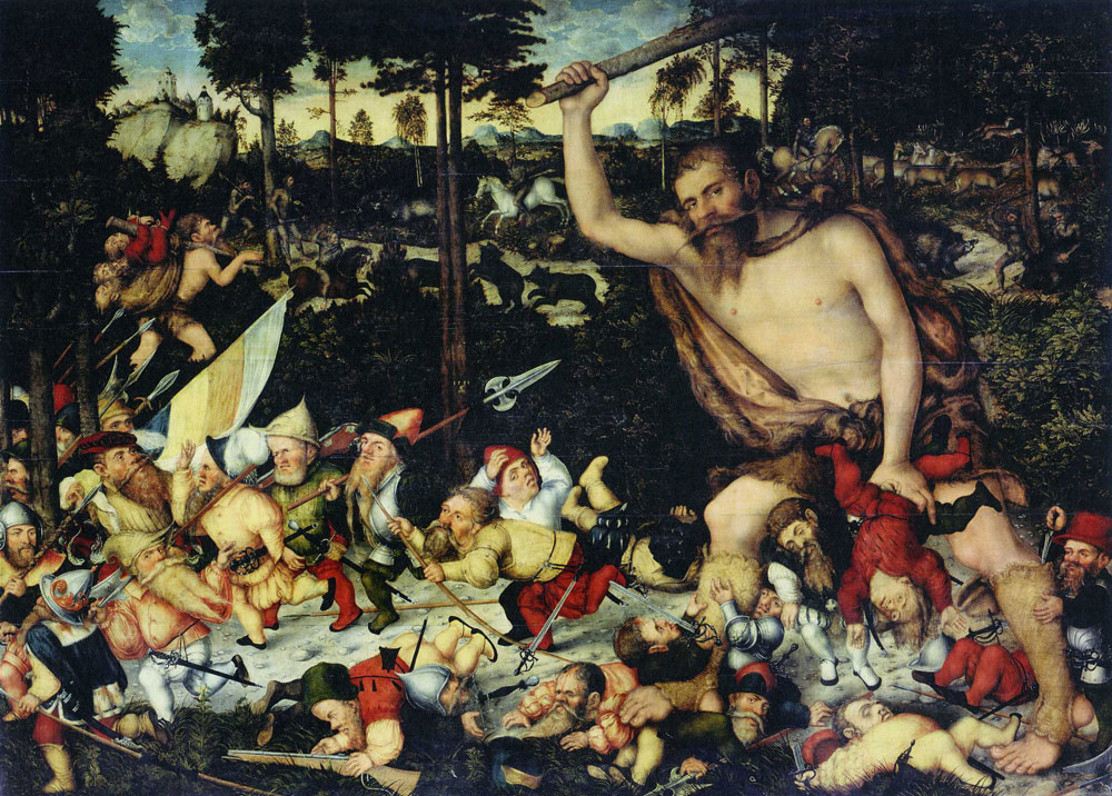 Lucas Cranach the Younger - The awakened Hercules and the Pygmies
