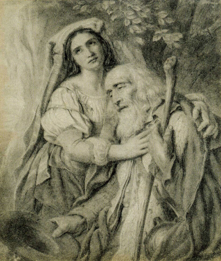 Matthijs Maris - Old Beggar with Daughter (after Cornelis Kruseman)