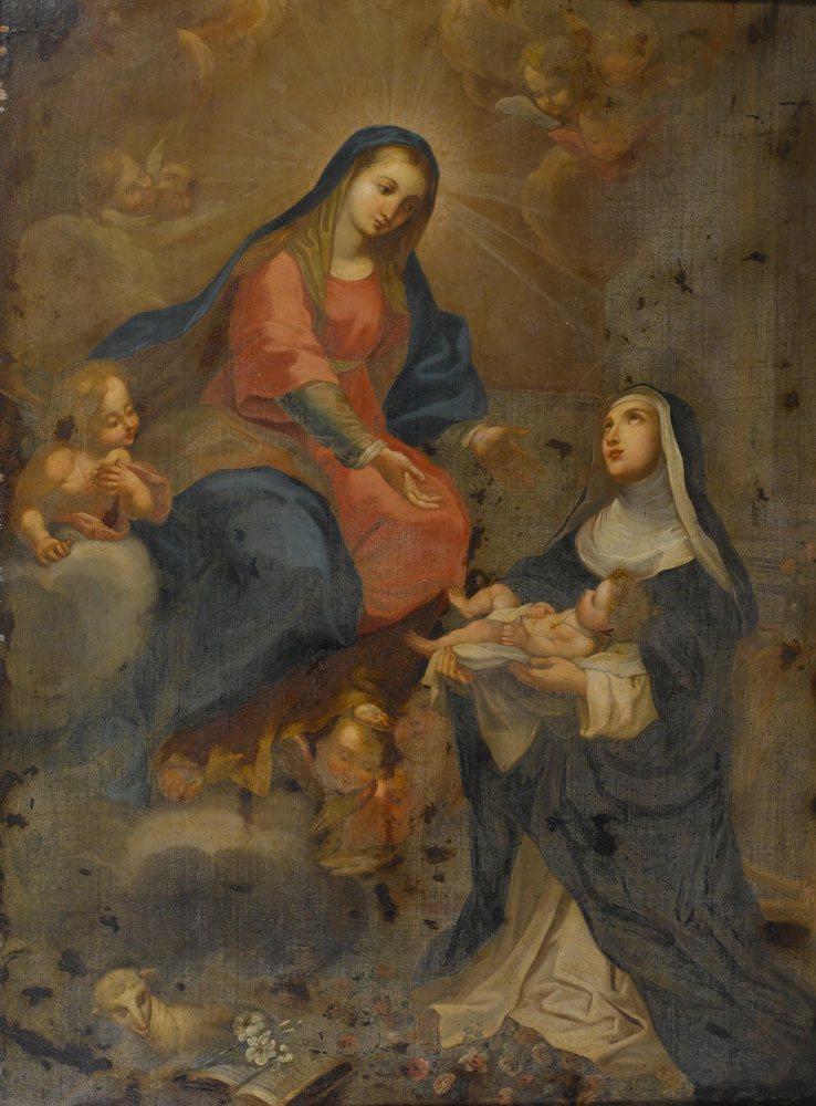 Roman Provincial School - Saint Agnes presenting the Christ Child to the Madonna