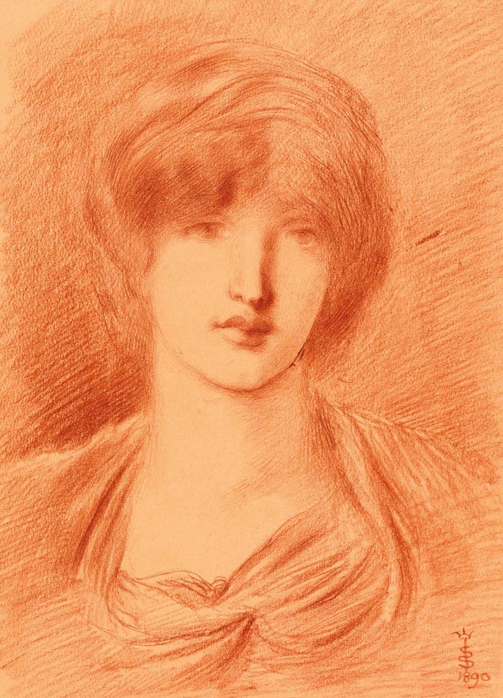 Simeon Solomon - Study of a young woman, bust-length