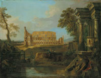Andrea Locatelli A capriccio Roman landscape with the Colosseum