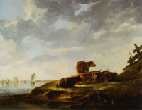 Aelbert Cuyp River Landscape with Seven Cows and the Ruins of Huis te Merwede near Dordrecht