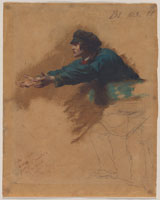 Isidore Pils Young Man Leaning Forward with Outstretched Arms (Study for Soldiers Distributing Bread to the Poor)