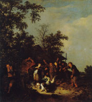 Jacob van Ruisdael Wooded Landscape with a Pair of Lovers and Men and Women Playing Blindman's Buff