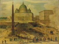 Willem van Nieulandt II Saint Peter's Square, Rome, with a procession of cardinals and cannons firing in salute