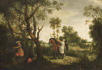 Sebastiaen Vrancx A Woman Mounts her Robber's Horse, Known as 'De Gestrafte Rover'