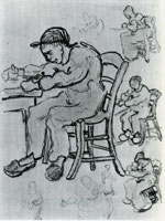 Vincent van Gogh Sheet with People Sitting on Chairs