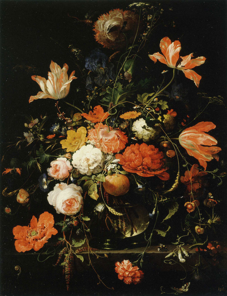 Abraham Mignon - A Glass with Flowers