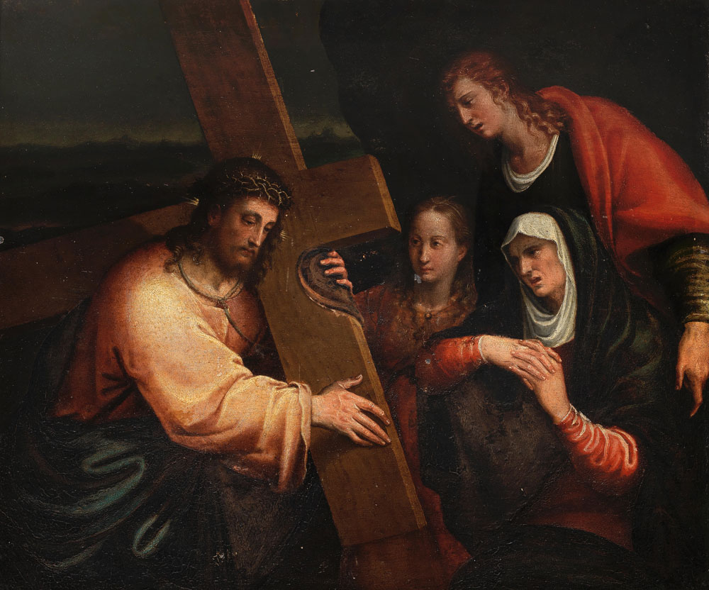 Veneto School - Christ on the Road to Calvary with the Virgin Mary, Saints Mary Magdalene and John the Baptist