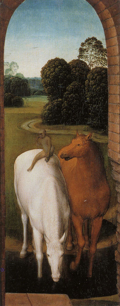 Hans Memling - Two Horses in a Landscape