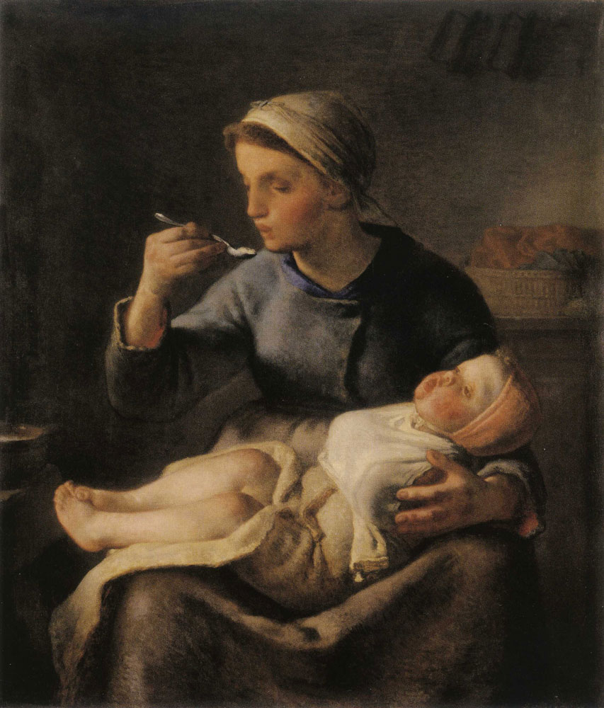 Jean-François Millet - Woman Feeding her Child Porridge