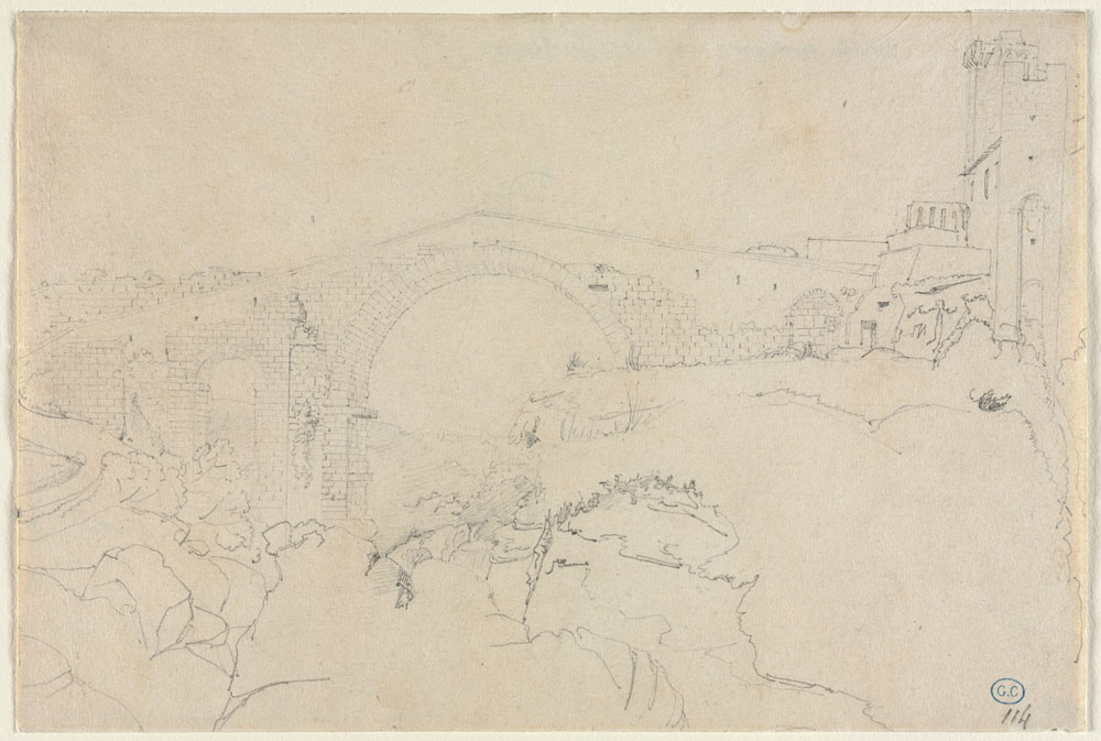 Follower of Jean Auguste Dominique Ingres - The Ponte dell'Abbadia at Vulci