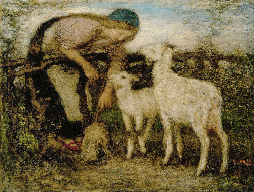 Matthijs Maris - Girl with a Distaff near a Goat with Kid