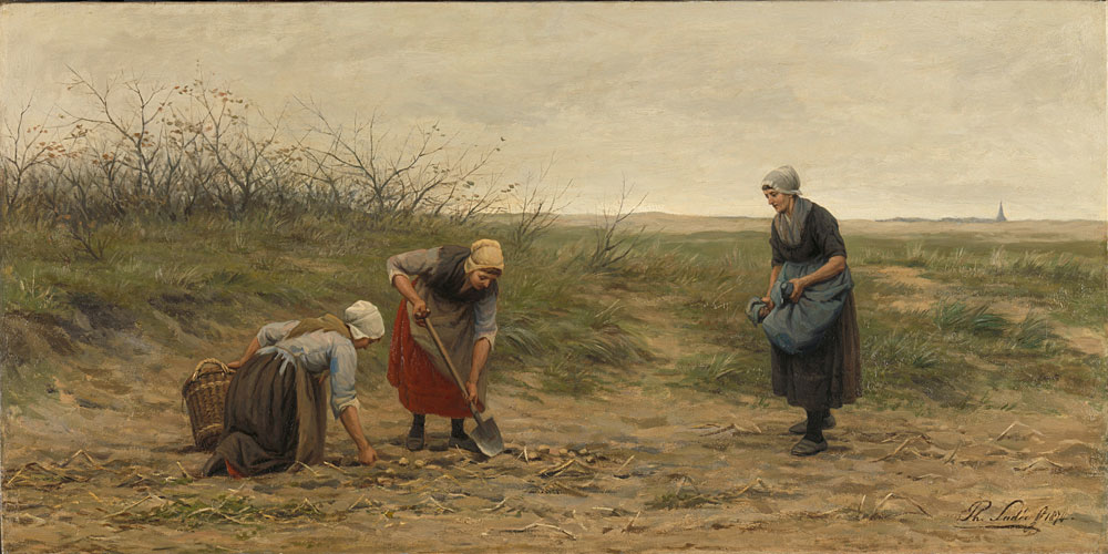 Philip Sadée - Scheveningen women gleaning left-over potatoes