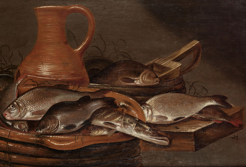 Pieter de Putter - A pike, carp, and other fish