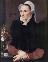 Adriaen Thomasz. Key Portrait of a Lady with a Vase, Aged 27