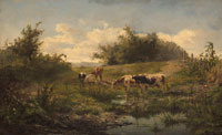 Gerard Bilders Cows at a Pond
