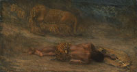 John Macallan Swan A Lioness and Her Cubs Beside a Dead Man