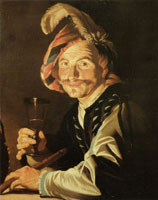 Matthias Stom Flute Player with a Glass of Wine
